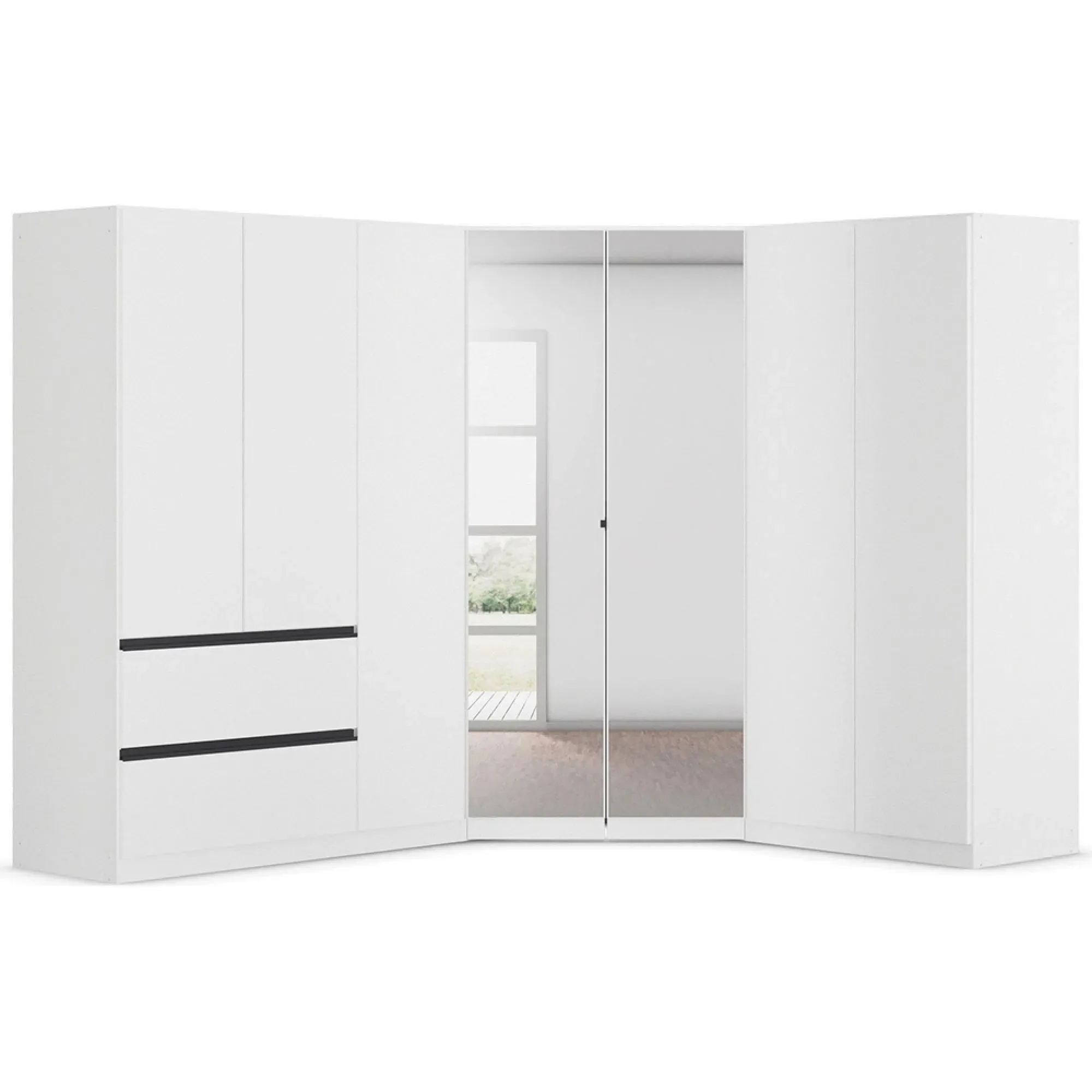 Costa 208cm 7 Door L-Shaped Corner Wardrobe - Alpine White