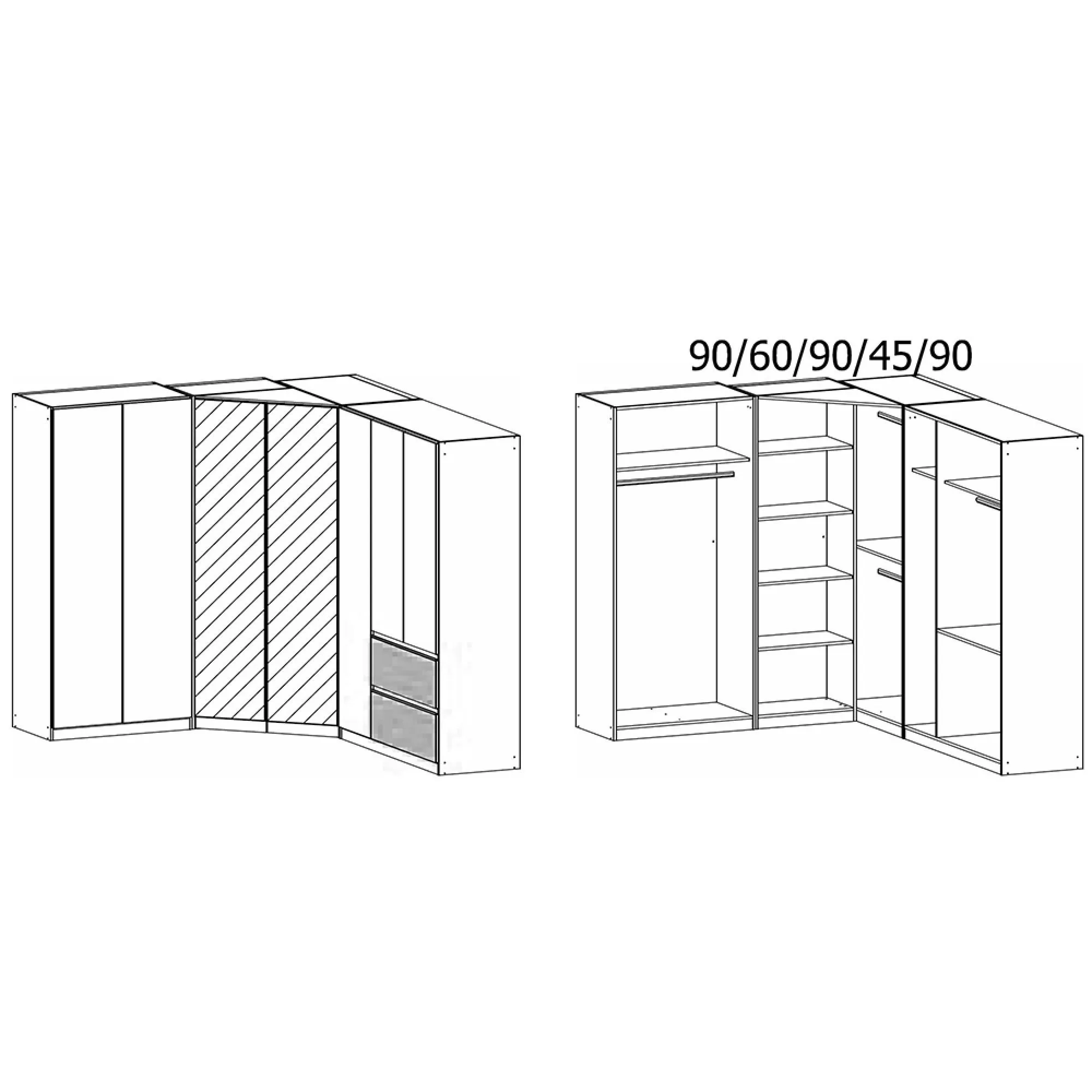 Costa 208cm 7 Door L-Shaped Corner Wardrobe - Alpine White