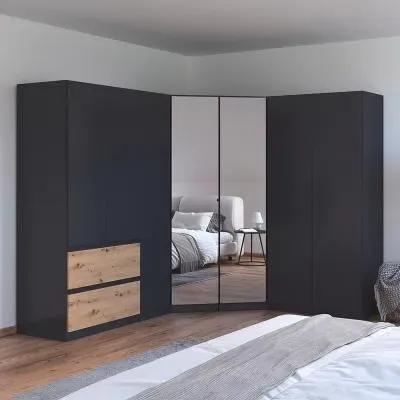 Costa 208cm 7 Door L-Shaped Corner Wardrobe - Dark Grey