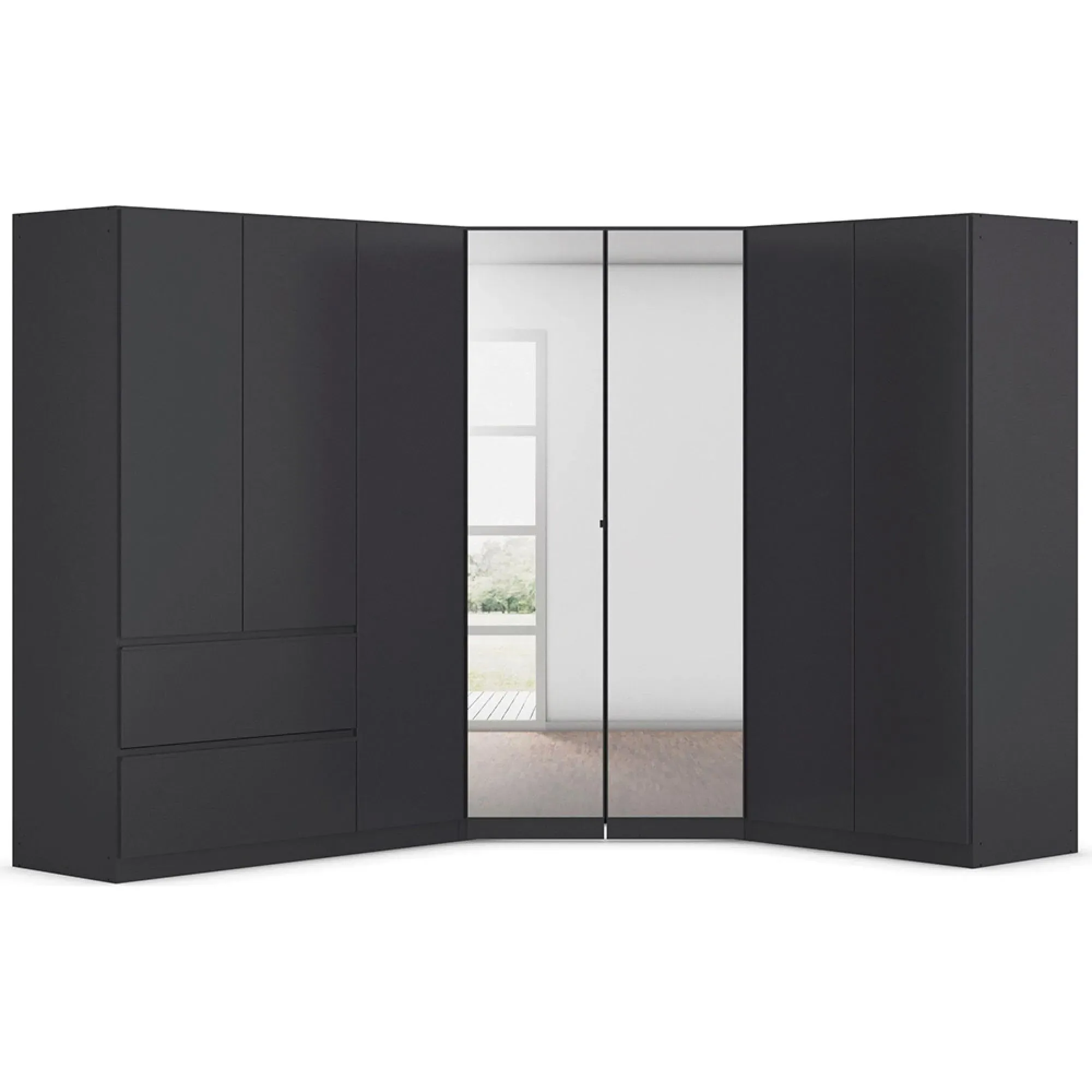 Costa 208cm 7 Door L-Shaped Corner Wardrobe - Metallic Dark Grey