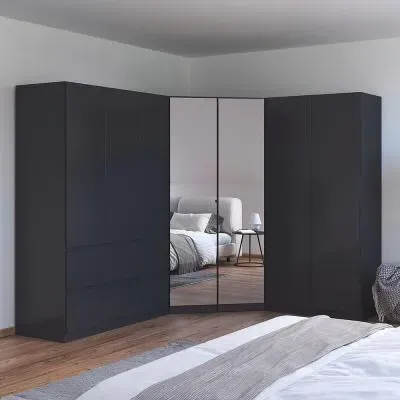 Costa 208cm 7 Door L-Shaped Corner Wardrobe - Metallic Dark Grey