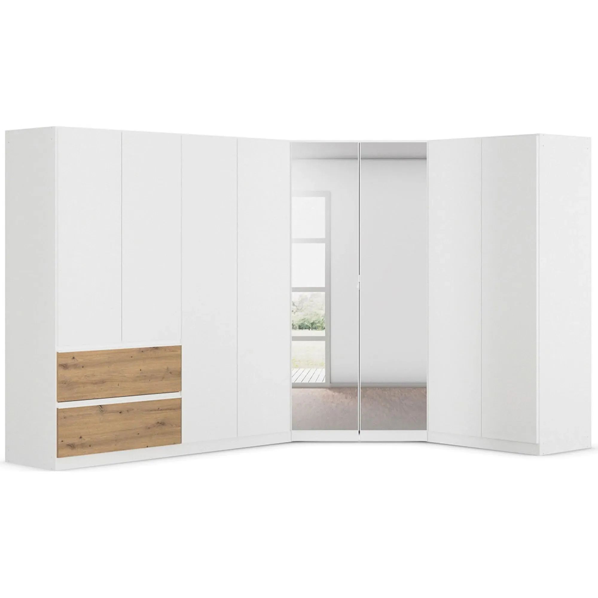 Costa 208cm 8 Door L-Shaped Corner Wardrobe - Alpine White