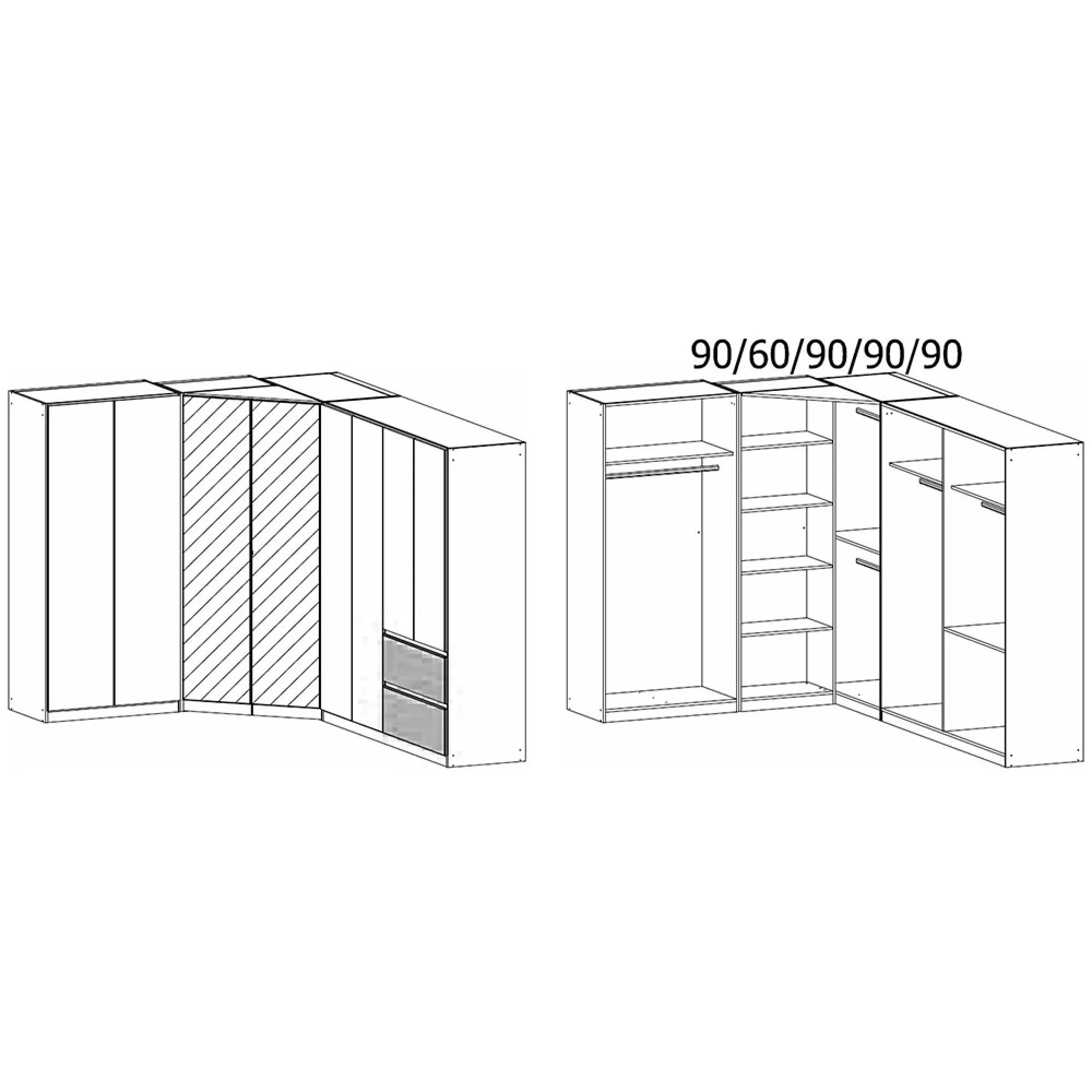 Costa 208cm 8 Door L-Shaped Corner Wardrobe - Alpine White