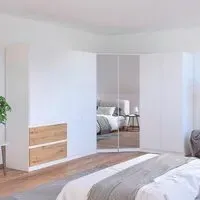 Costa 208cm 8 Door L-Shaped Corner Wardrobe - Alpine White