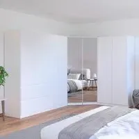 Costa 208cm 8 Door L-Shaped Corner Wardrobe - Alpine White