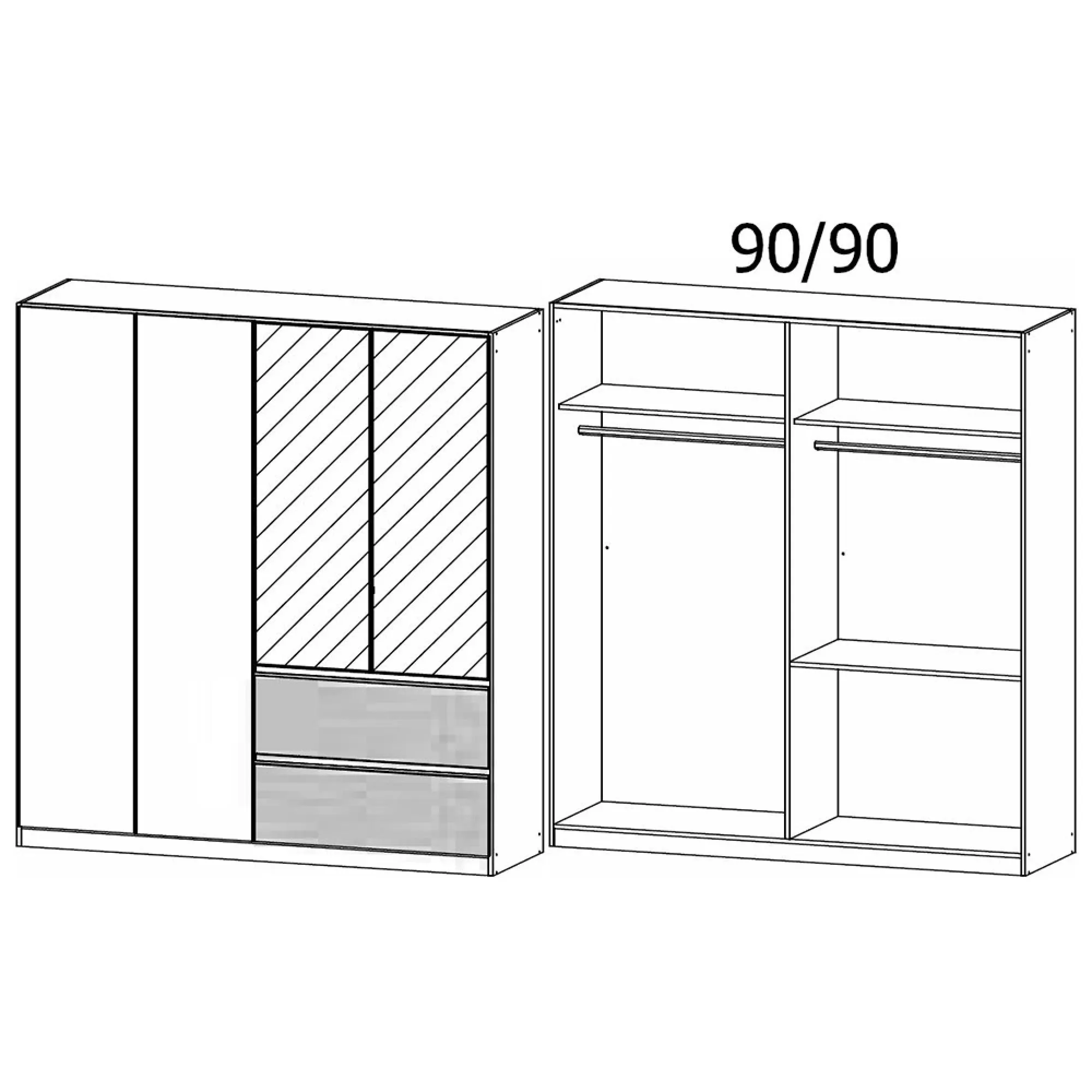 Costa 4 Door Combi Wardrobe - Artisan Oak