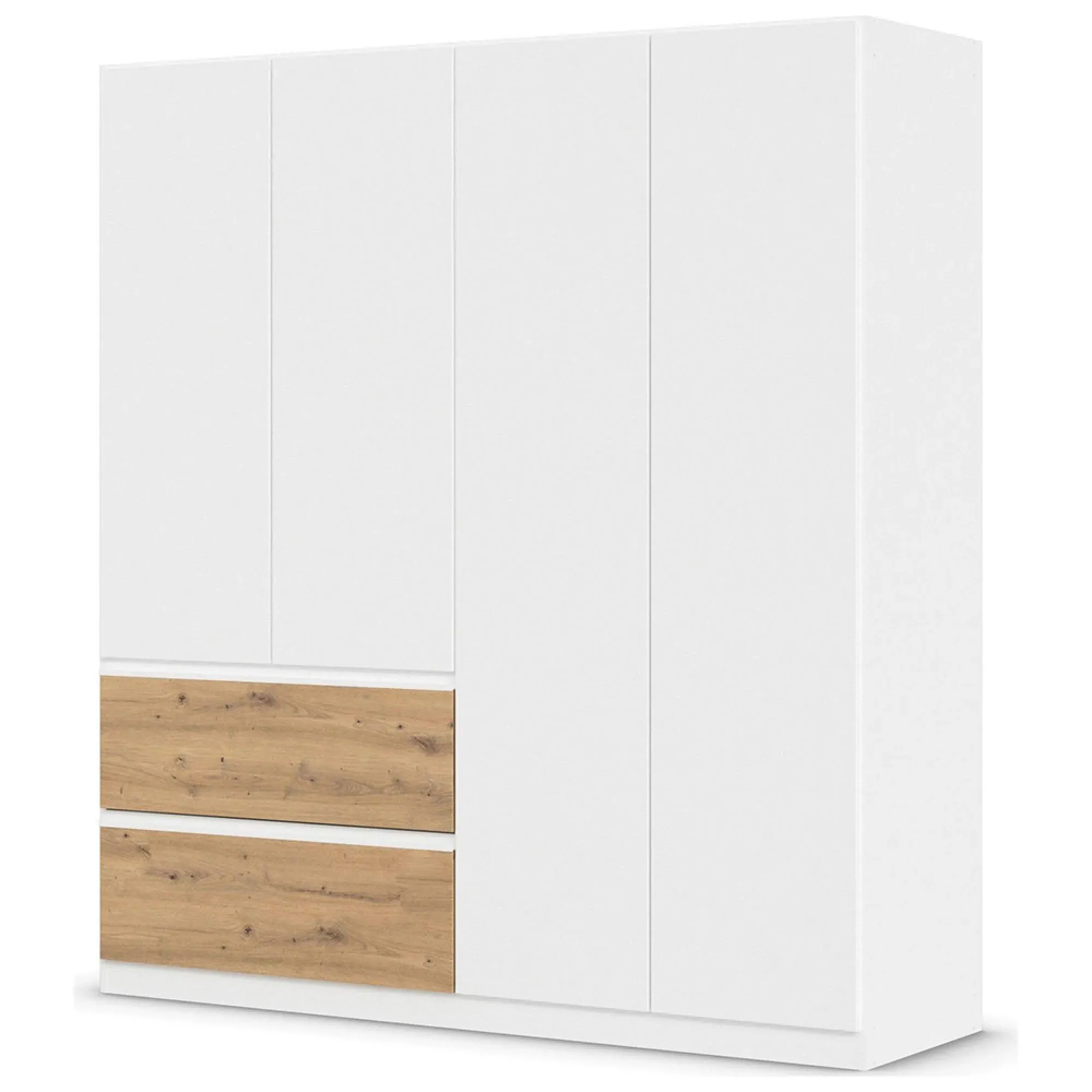 Costa 4 Door Wardrobe with Drawers - Alpine White, Artisan Oak