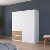 Costa 4 Door Wardrobe with Drawers - Alpine White, Artisan Oak