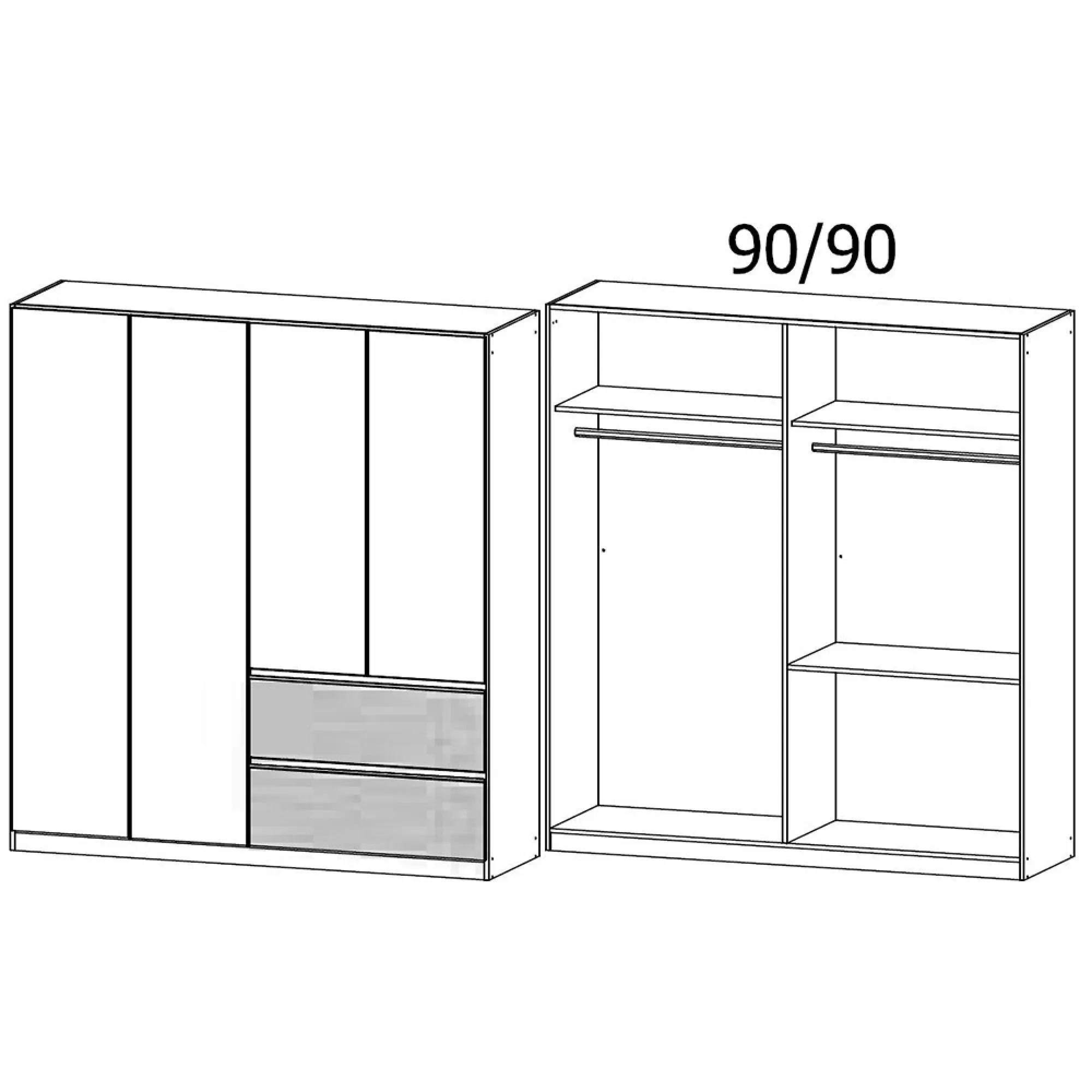 Costa 4 Door Wardrobe with Drawers - Artisan Oak