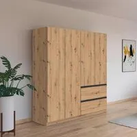 Costa 4 Door Wardrobe with Drawers - Artisan Oak