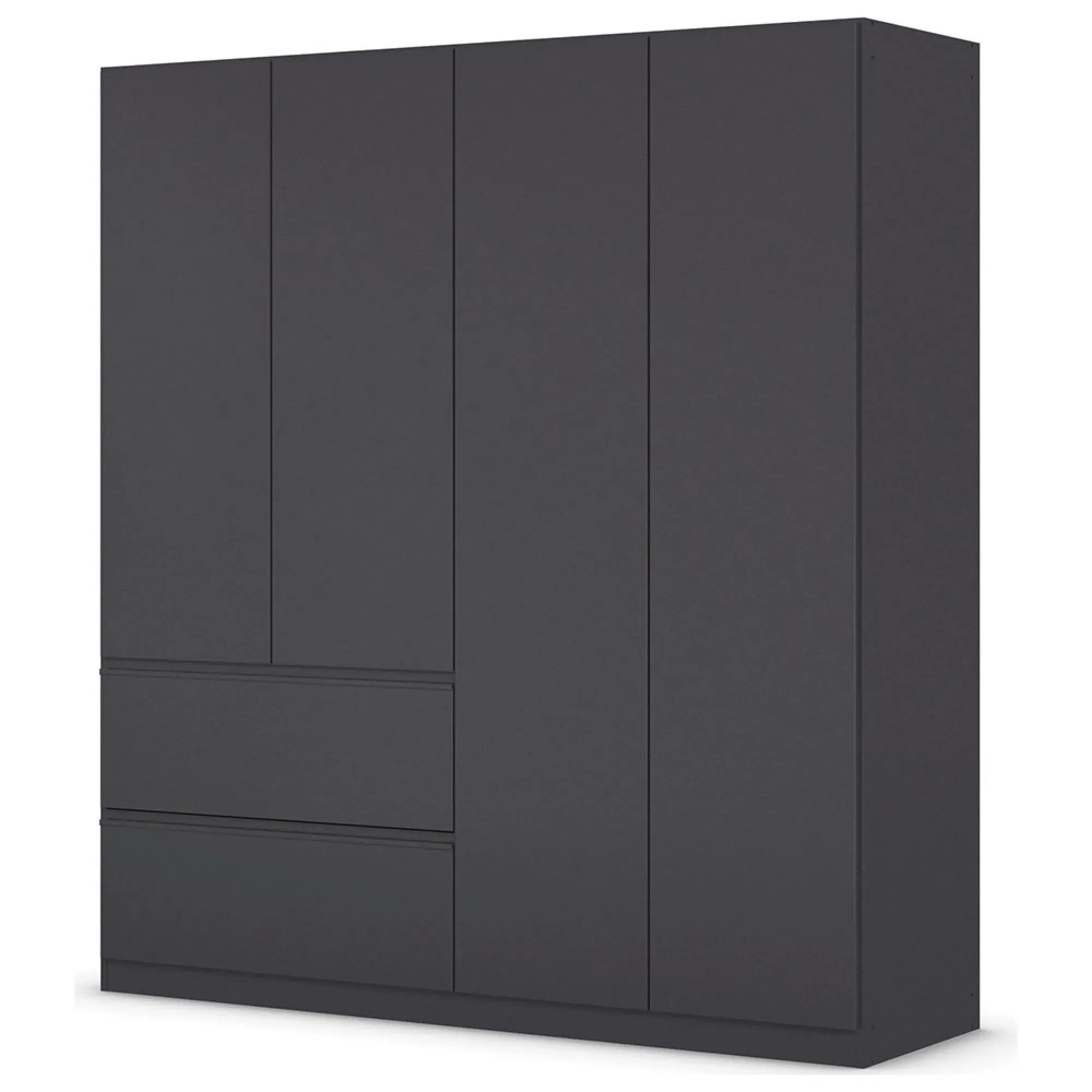 Costa 4 Door Wardrobe with Drawers - Metallic Dark Grey