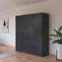 Costa 4 Door Wardrobe with Drawers - Metallic Dark Grey