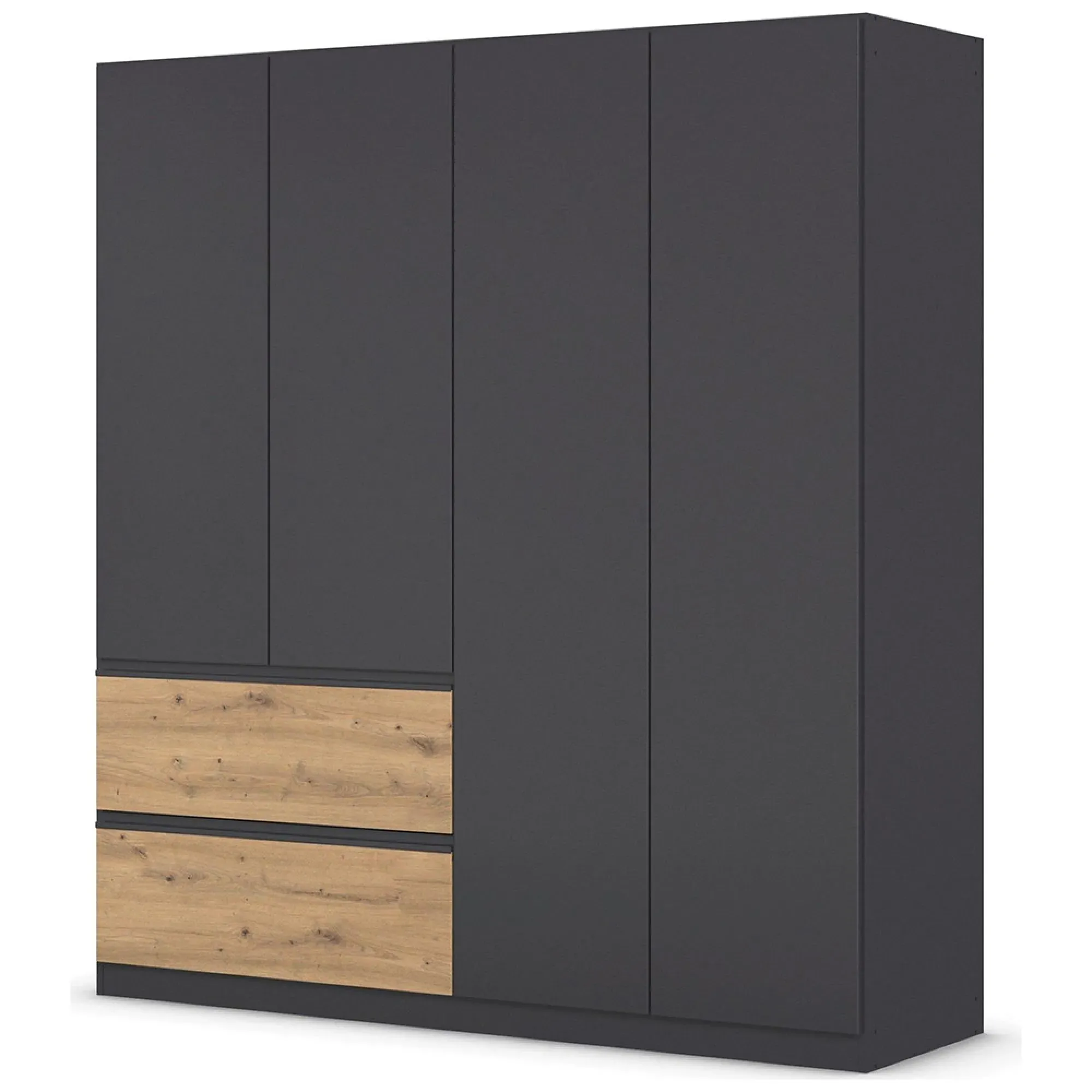 Costa 4 Door Wardrobe with Drawers - Metallic Dark Grey