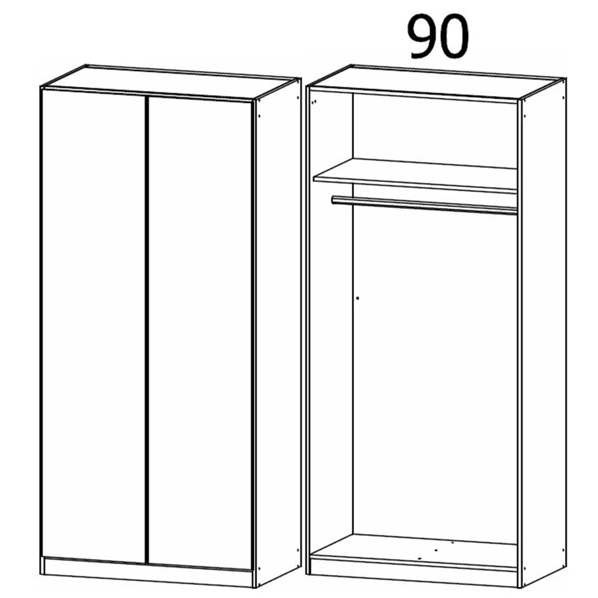 Costa 91cm 2 Door Wardrobe - Artisan Oak