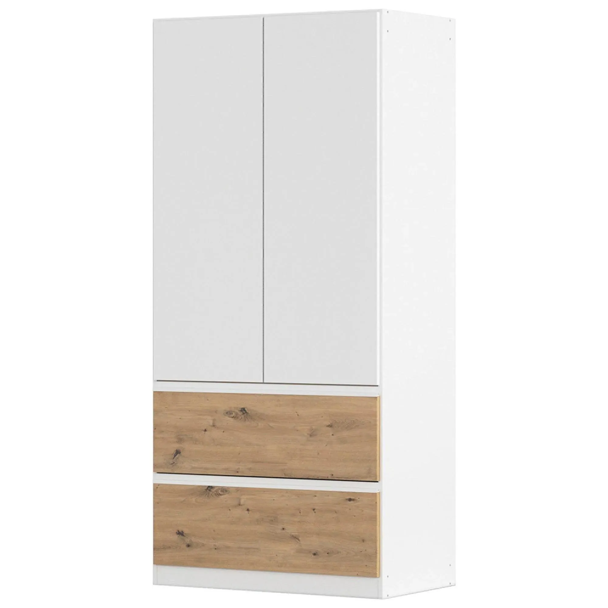 Costa 91cm 2 Door Wardrobe with Drawers - Alpine White, Artisan Oak