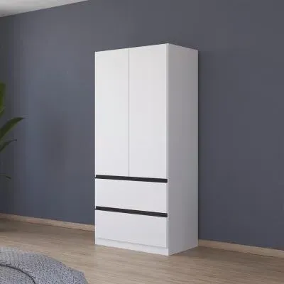 Costa 91cm 2 Door Wardrobe with Drawers - Alpine White