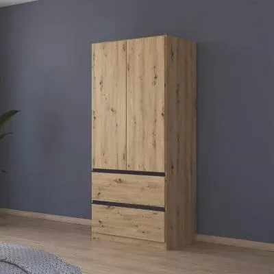 Costa 91cm 2 Door Wardrobe with Drawers - Artisan Oak