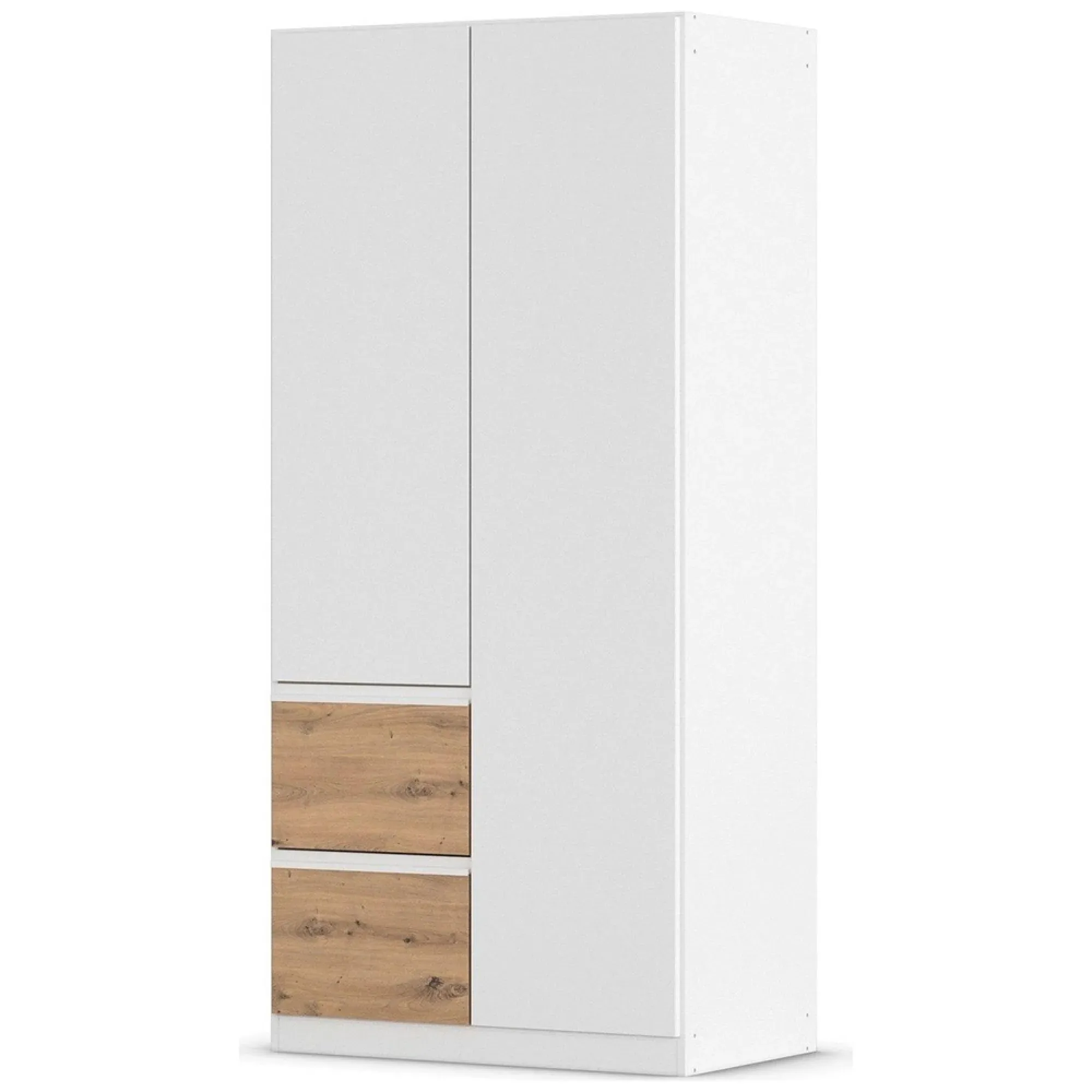Costa 91cm 2 Door Wardrobe with LHF Drawers - Alpine White
