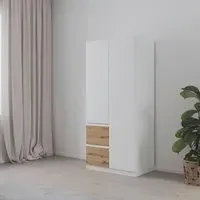 Costa 91cm 2 Door Wardrobe with LHF Drawers - Alpine White