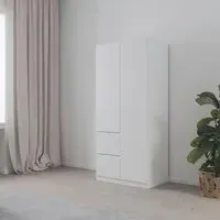 Costa 91cm 2 Door Wardrobe with LHF Drawers - Alpine White