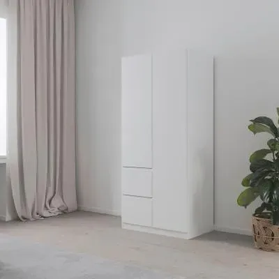 Costa 91cm 2 Door Wardrobe with LHF Drawers - Alpine White image