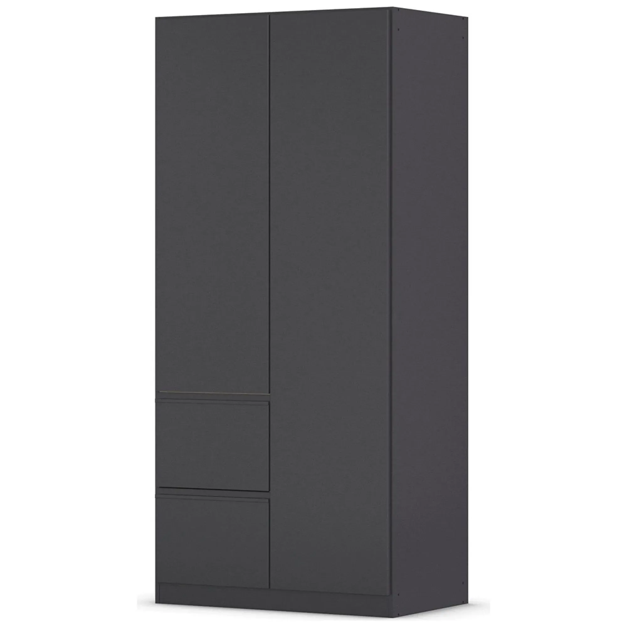 Costa 91cm 2 Door Wardrobe with LHF Drawers - Metallic Dark Grey