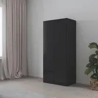 Costa 91cm 2 Door Wardrobe with LHF Drawers - Metallic Dark Grey