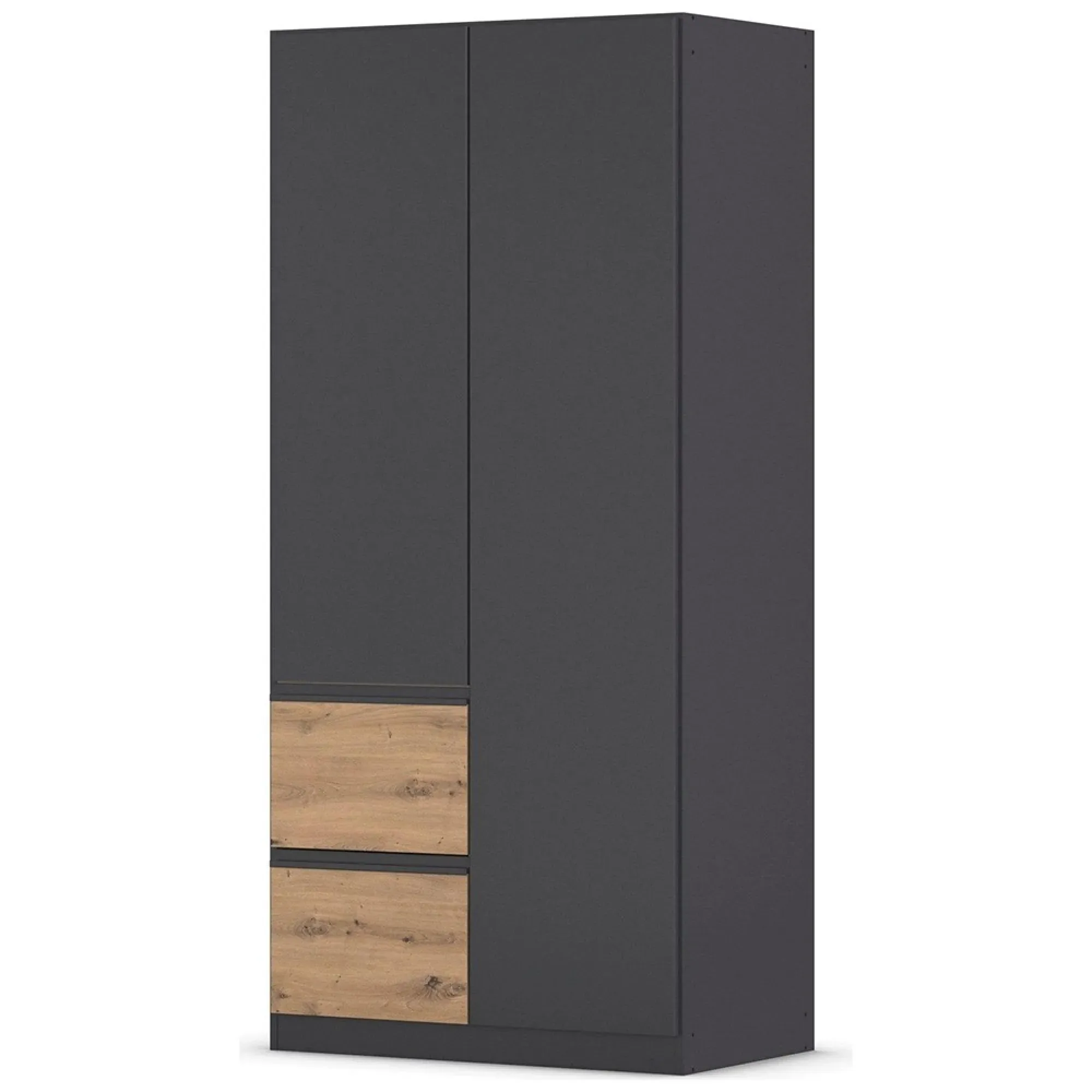 Costa 91cm 2 Door Wardrobe with LHF Drawers - Metallic Dark Grey