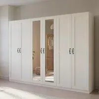 Cottage 6 Door Mirror Wardrobe - Alpine White