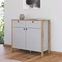 Credo 2 Door Small Sideboard - Silk Grey, Artisan Oak
