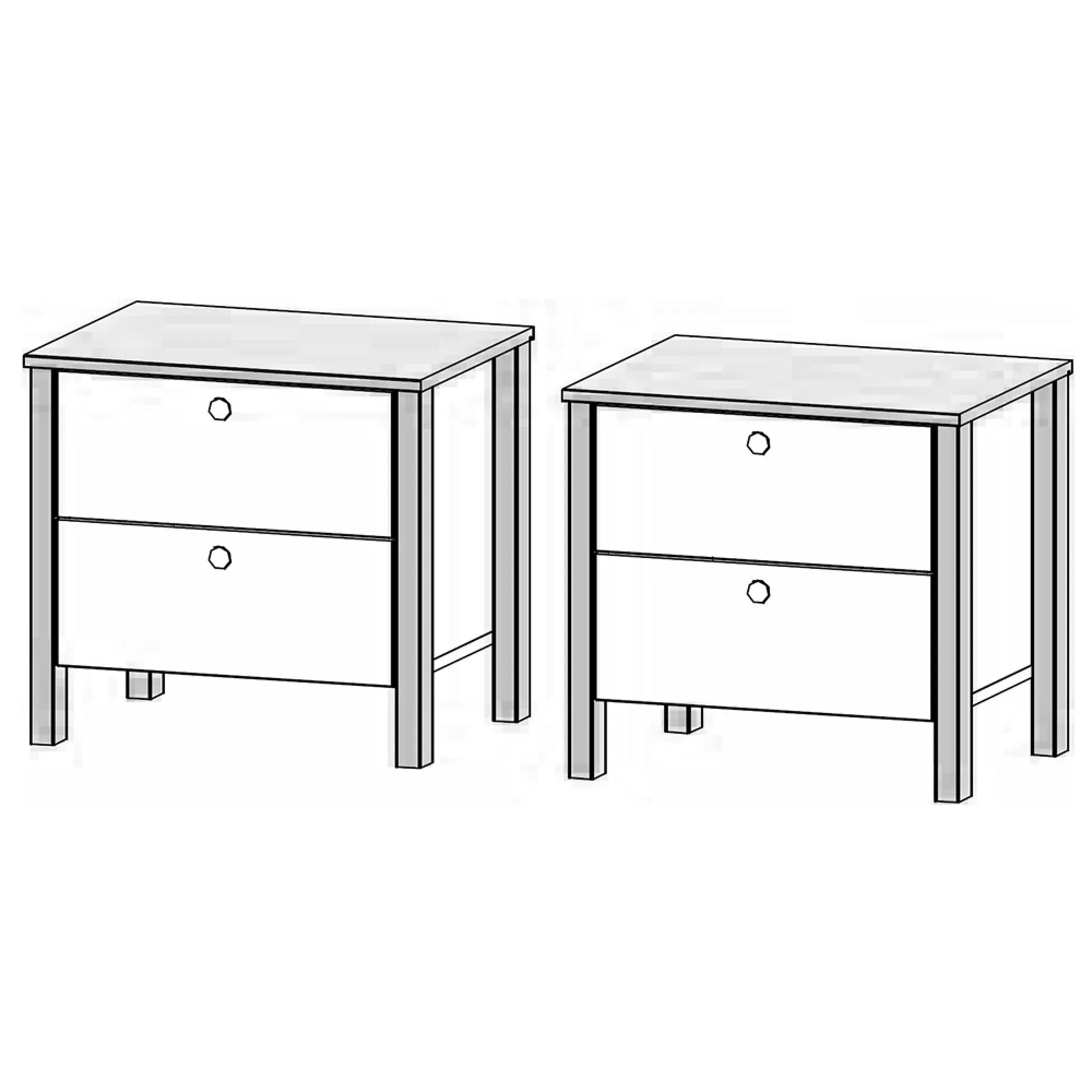 Credo 2 Drawer Bedside Table Set of 2 - Silk Grey, Artisan Oak