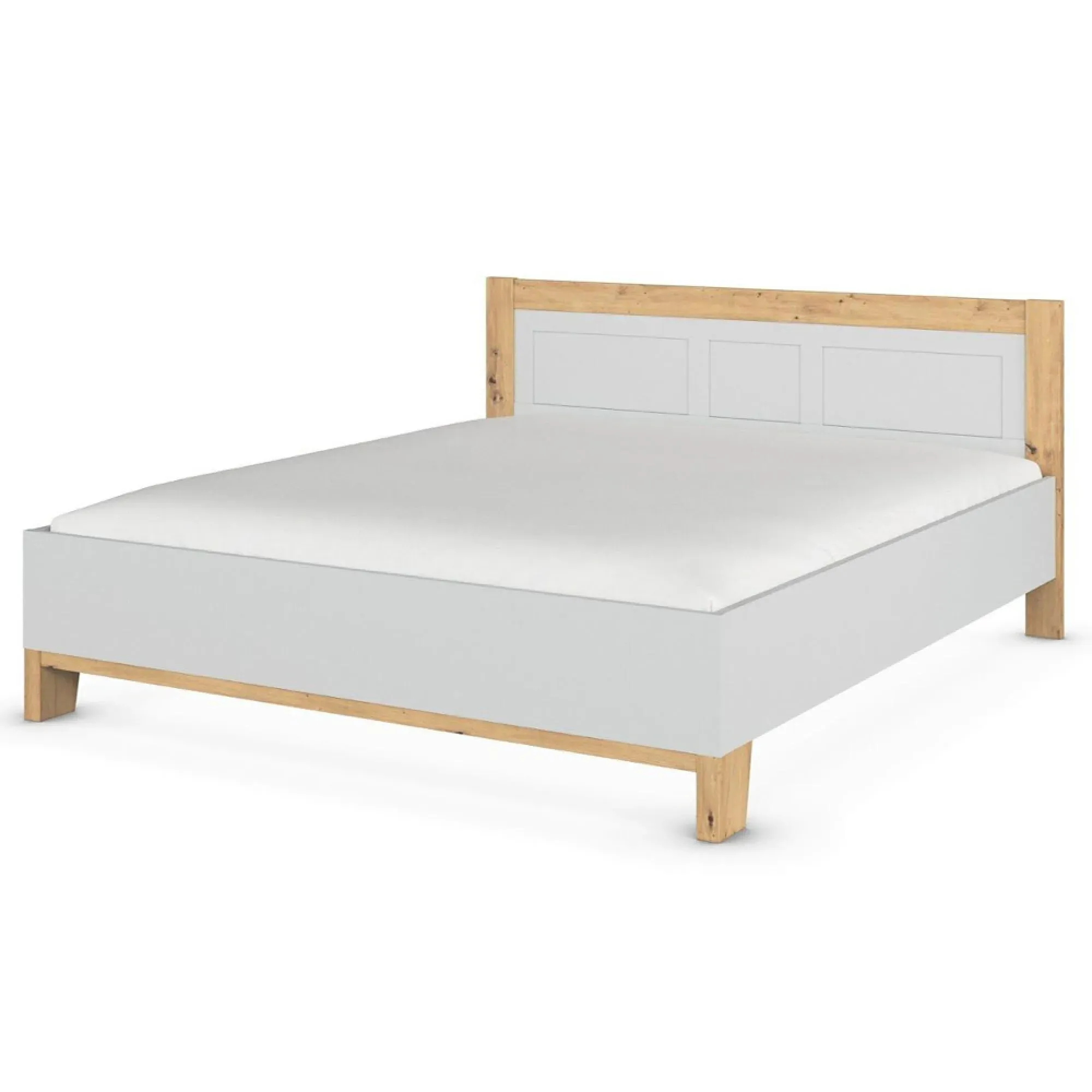 Credo King Size Bed Frame - Silk Grey, Artisan Oak