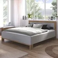 Credo King Size Bed Frame - Silk Grey, Artisan Oak