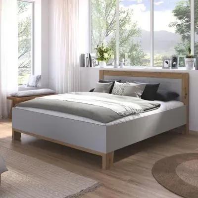 Credo King Size Bed Frame - Silk Grey, Artisan Oak image