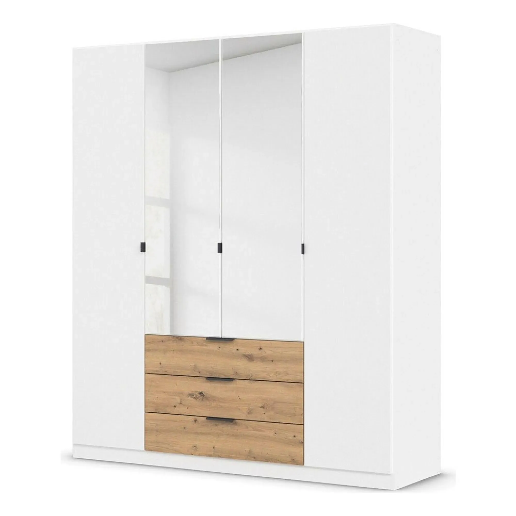Davoa 4 Door Combi Wardrobe - Alpine White, Artisan Oak