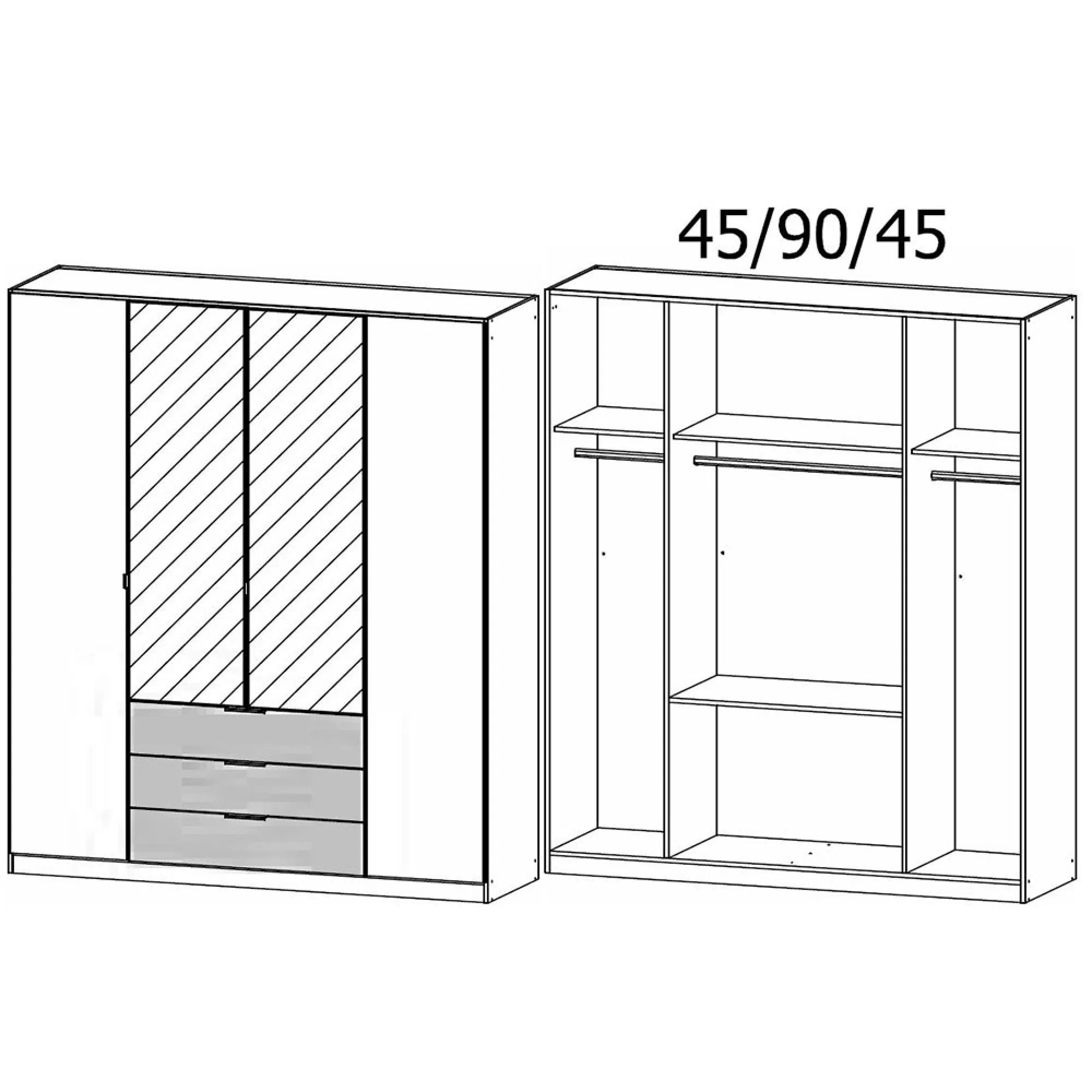 Davoa 4 Door Combi Wardrobe - Alpine White, Artisan Oak