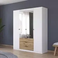 Davoa 4 Door Combi Wardrobe - Alpine White, Artisan Oak