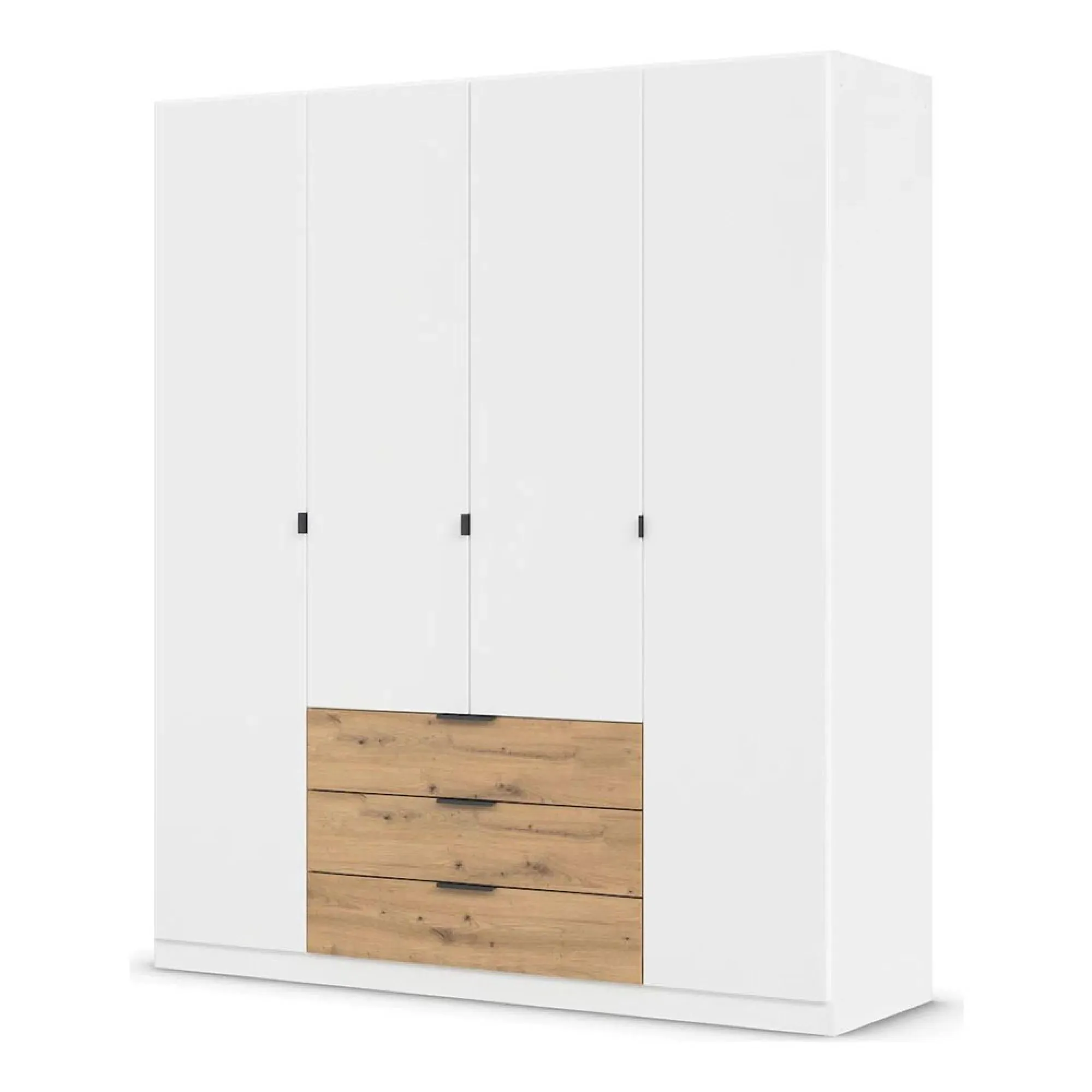 Davoa 4 Door Wardrobe - Alpine White, Artisan Oak