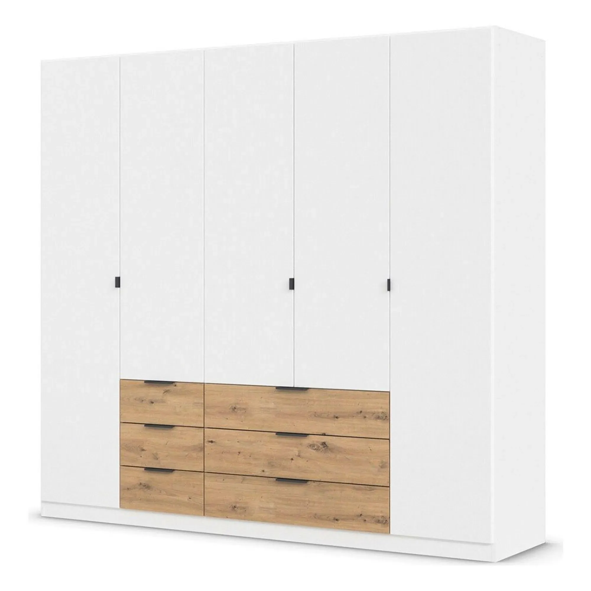 Davoa 5 Door Wardrobe - Alpine White, Artisan Oak