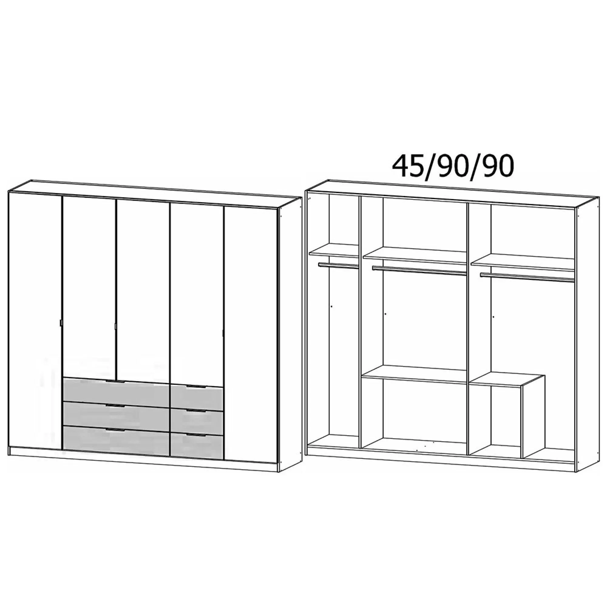 Davoa 5 Door Wardrobe - Alpine White, Artisan Oak