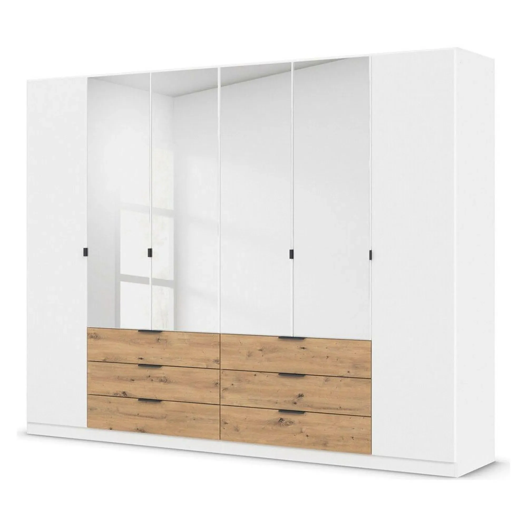 Davoa 6 Door Combi Wardrobe - Alpine White, Artisan Oak