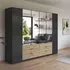Davoa 6 Door Combi Wardrobe - Metallic Dark Grey, Artisan Oak