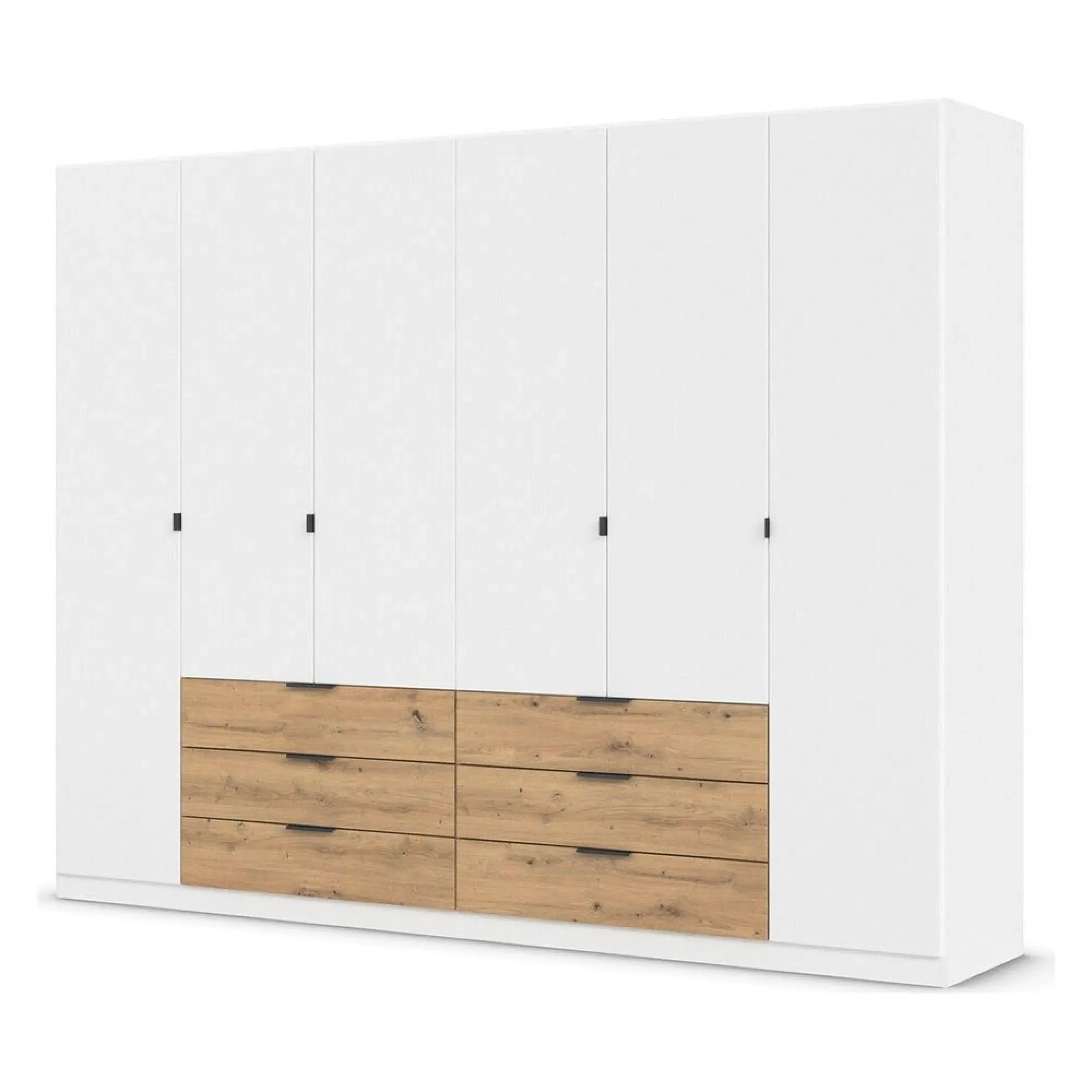 Davoa 6 Door Wardrobe - Alpine White, Artisan Oak