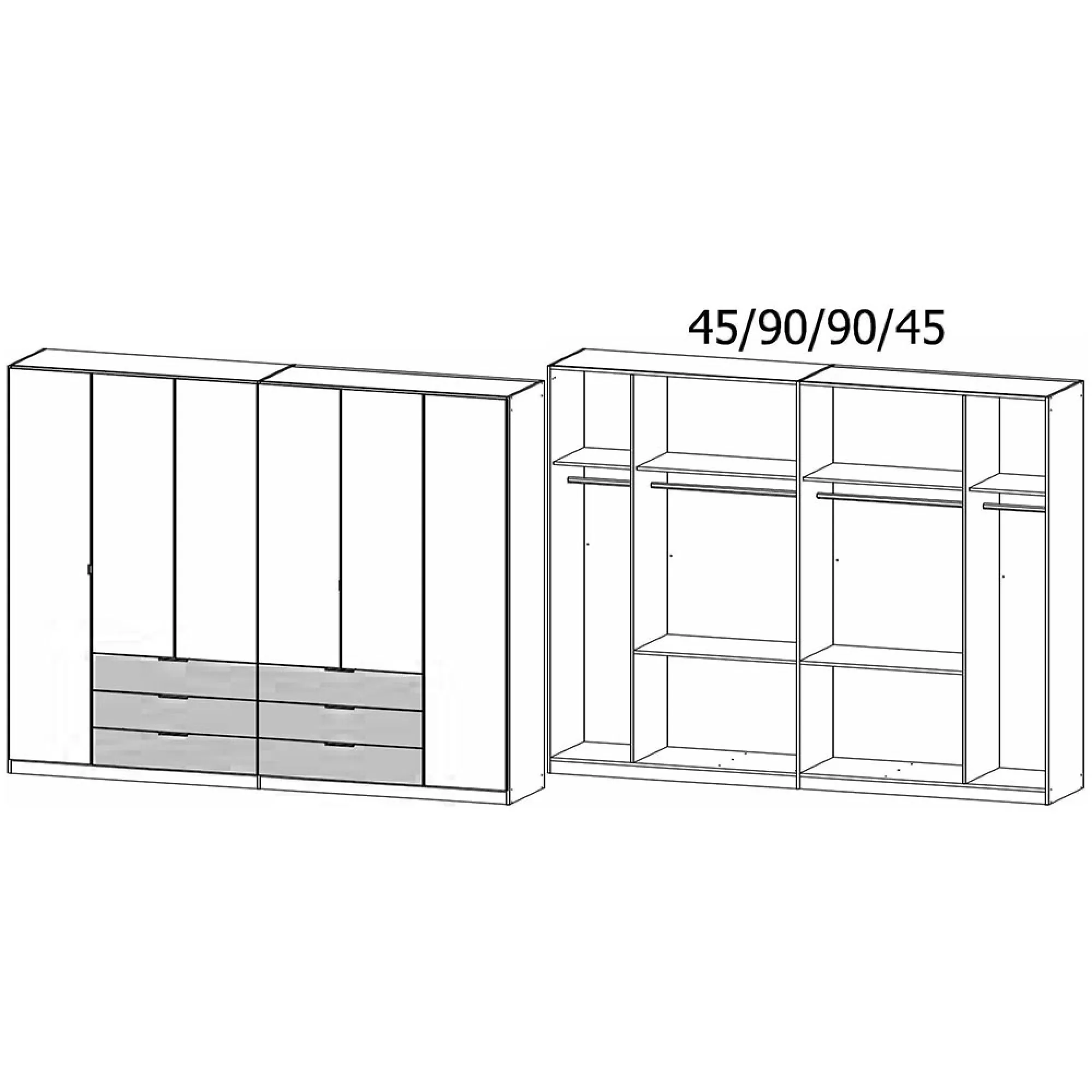 Davoa 6 Door Wardrobe - Metallic Dark Grey, Artisan Oak