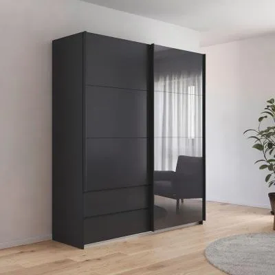 Elara 2 Door Sliding Wardrobe - Metallic Dark Grey