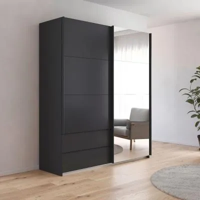 Elara 2 Door Sliding Wardrobe - Metallic Dark Grey