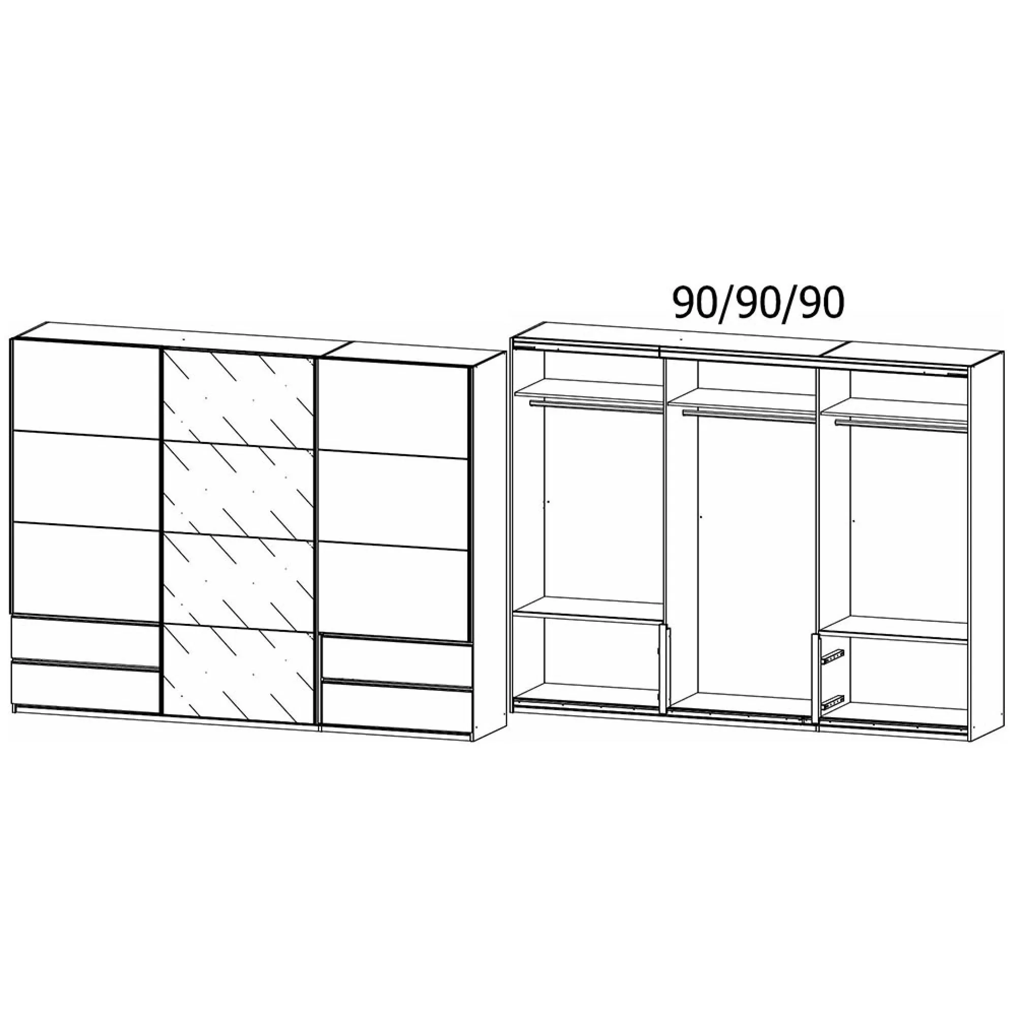 Elara 271cm 3 Door Sliding Wardrobe - Alpine White