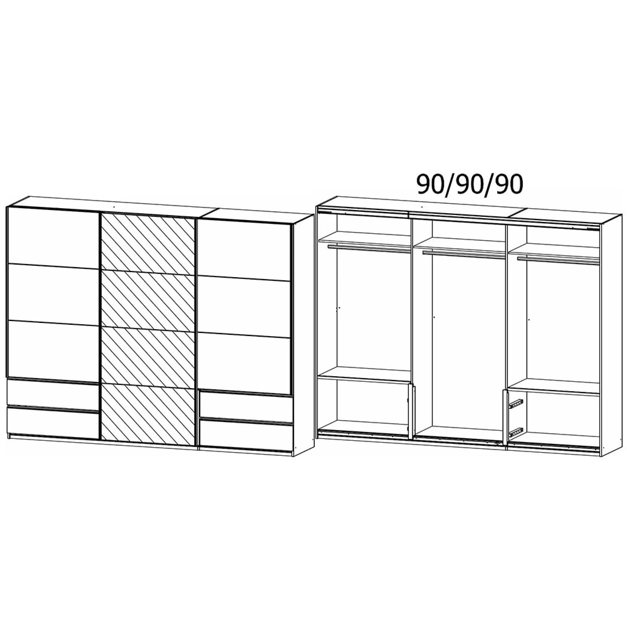 Elara 271cm 3 Door Sliding Wardrobe - Alpine White