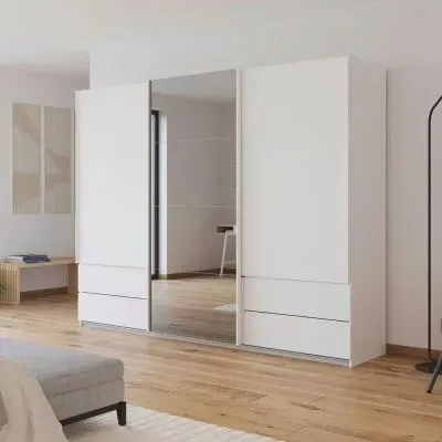 Elara 271cm 3 Door Sliding Wardrobe - Alpine White