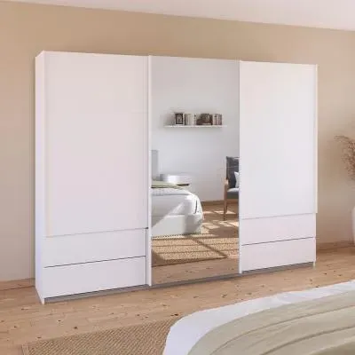 Elara 271cm 3 Door Sliding Wardrobe - Alpine White image